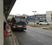 GPTC Route R1 and other buses wait at the Adam Benjamin Metro Center, the main GPTC transfer hub that doubles as the downtown Gary South Shore Line station. Photo: Igor Studenkov