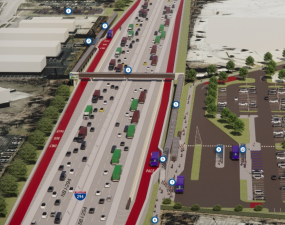 Rendering of the proposed 103rd Street station, ocated immediately east of Harlem Avenue in Chicago Ridge. Image: Pace