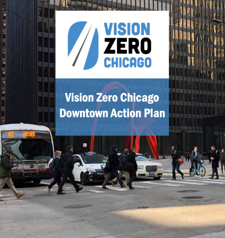 Cover of the Vision Zero Chicago Downtown Action Plan.