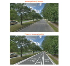 While the bike lanes will calm traffic and help organize the street mid-block, the road will balloon to five lanes for drivers at stoplight intersections.