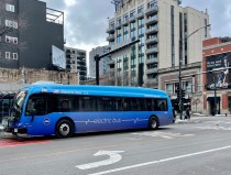 One of the CTA's 12 electric buses operating on Chicago Avenue. Photo: Steven Vance