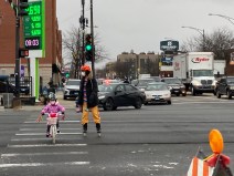 The gas giveaway at Irving Park Road and Western Avenue in North Center this morning. Photo: John Greenfield