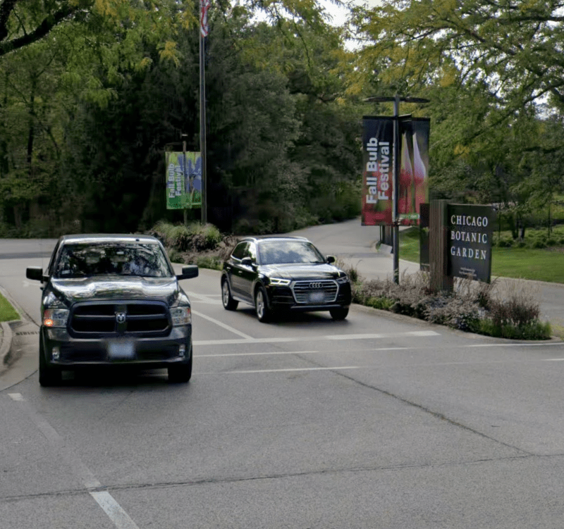 Driver entrance to the Chicago Botanic Garden. Image: Google Maps