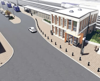 Rendering of the rehabbed Homewood multimodal station.