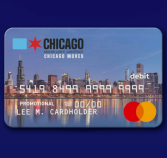 A mockup of the Chicago of the Chicago Moves gas or transit card, with Lightfoot's name on it. Image via WTTW