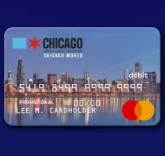 A mockup of the Chicago of the Chicago Moves gas or transit card, with Lightfoot's name on it. Image via WTTW