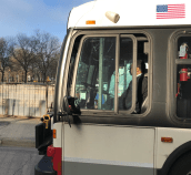 A CTA bus driver on Inner Lake Shore Drive. Photo: John Greenfield
