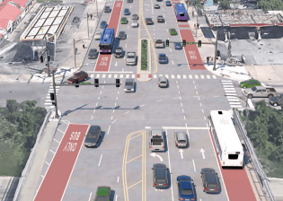Bus lanes at the Halsted bridge over I-57 at 98th Street, which are still in the plan.