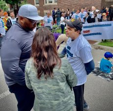 Kam Buckner, left, and Congressional rep Mike Quigley (5th) at the Safe Streets for All rally on  June 13. Photo via Kam Buckner
