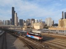 A Metra train departs from downtown Chicago. Photo: Jeff Zoline