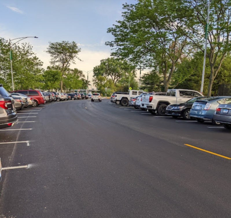 The new perpendicular parking layout on Simonds Drive. Photo: Amy Lardner
