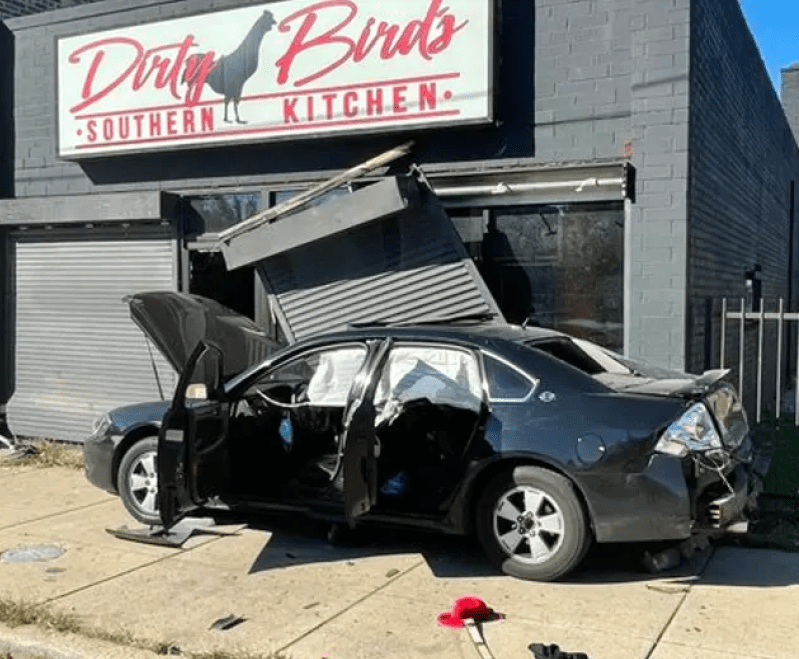 The aftermath of the high-speed crash that killed pedestrian Malinda Massey, 52, last September in Chicago's Gresham neighborhood. Photo: Chicago Fire Department
