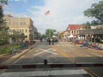 Looking west down Highland Park's  Central Avenue from a UP-N train yesterday afternoon in the wake of the shooting. The shooter was standing on the roof of the Ross Cosmetics Building at Central and 2nd Avenue, about a block west of the tracks. Photo: Igor Studenkov