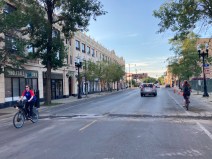 Bike riders on the 4500 block of North Clark Street Monday afternoon. Photo: John Greenfield
