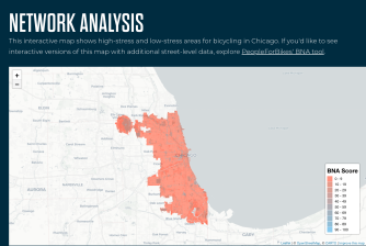 According to People for Bikes, almost every street in Chicago, including quiet side streets, is "high stress" due to the default 30 mph speed limit. Image: People for Bikes
