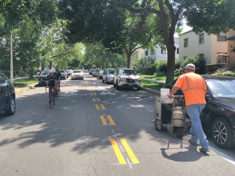 Striping the Berwyn Greenway. Photo: CDOT