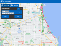 The new CTA Bus Tracker map on desktop.
