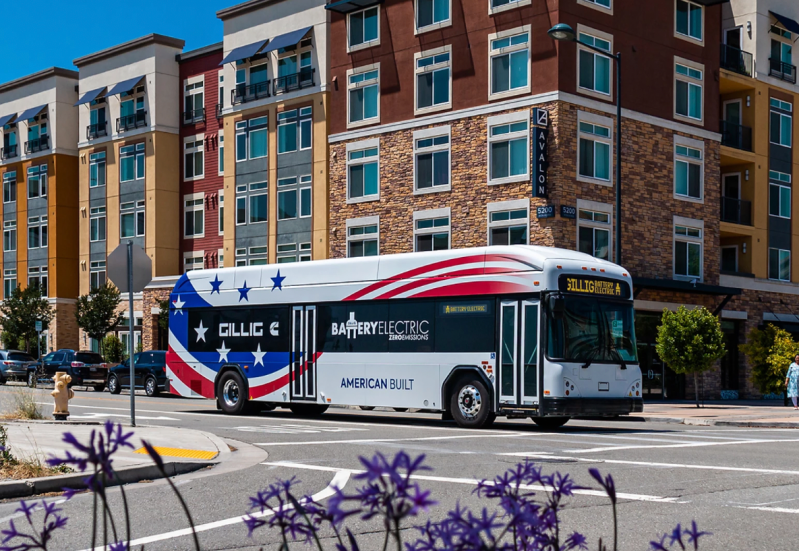 A Gillig low-floor electric bus, the kind Pace has been testing.