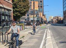 Milwaukee Avenue and Huron Street, where Sam Bell was fatally struck Thursday, looking northwest. Photo: Lindsay Banks Bayley