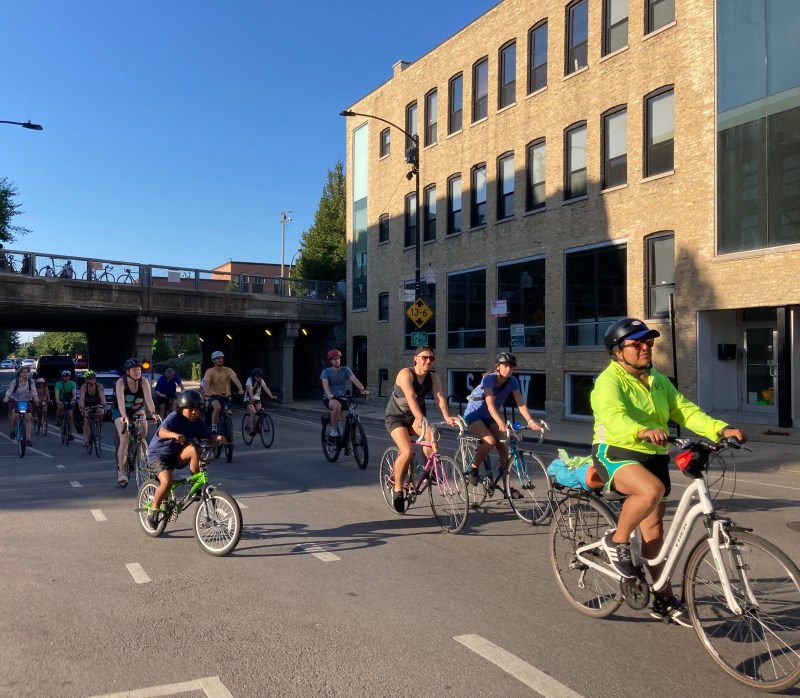 A Bike Jam ride on Damen Avenue in Wicker Park-Bucktown. Photo: John Greenfield