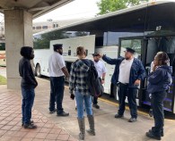 South Shore Line staff at the Gary Metro Center station on August 20, trying to figure out which train passengers should go on what shuttle buses.   Customers going to different stations east of there were eventually directed to different buses. Photo: John Greenfield