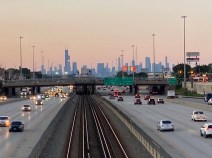 The Chicago skyline and south Red Line tracks as seen from Englewood. Photo: John Greenfield