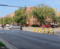 Left Turn Traffic Calming at Wilson and Ashland avenues. Image: John Greenfield